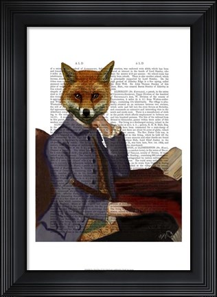 Framed Fox With Flute Print