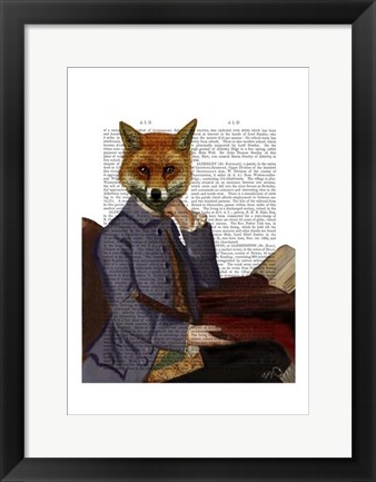 Framed Fox With Flute Print
