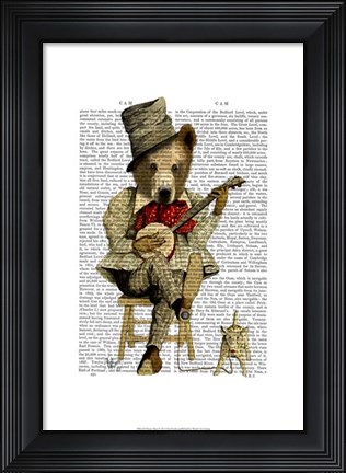 Framed Banjo Bear I Print