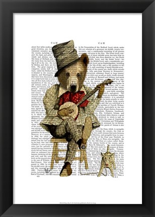 Framed Banjo Bear I Print