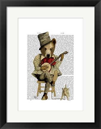 Framed Banjo Bear I Print