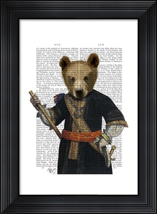 Framed Bear in Blue Robes Print