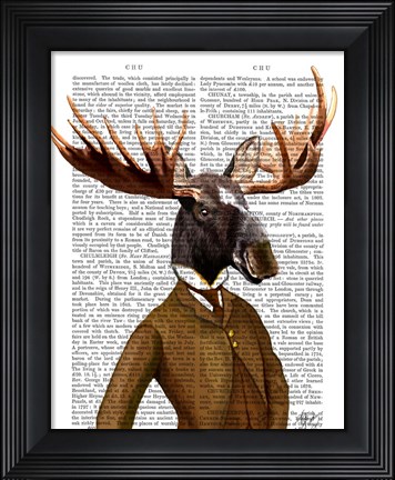 Framed Moose In Suit Portrait Print