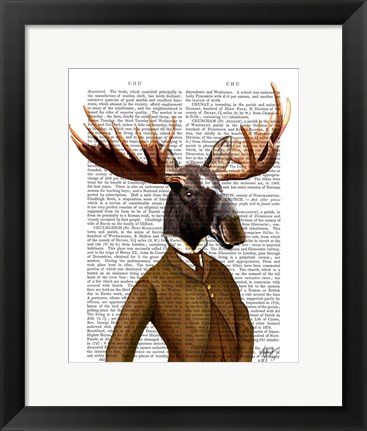 Framed Moose In Suit Portrait Print