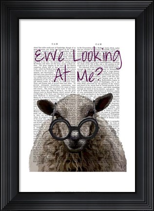 Framed Ewe Looking at Me DeNiro Sheep Print