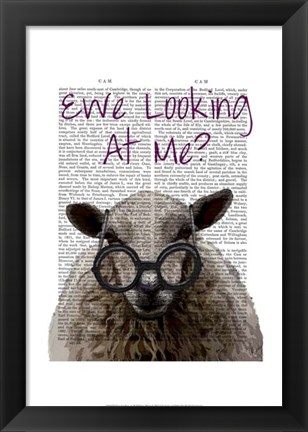 Framed Ewe Looking at Me DeNiro Sheep Print