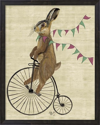 Framed Rabbit On Penny Farthing Print