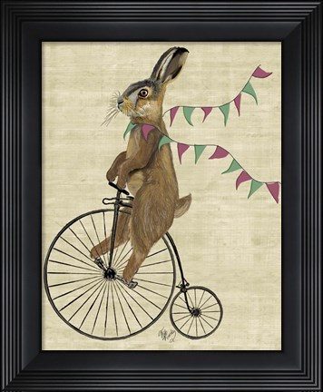 Framed Rabbit On Penny Farthing Print