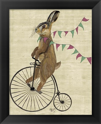 Framed Rabbit On Penny Farthing Print