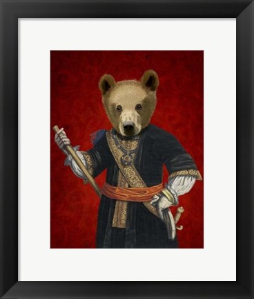 Framed Bear in Blue Robes Print