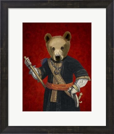 Framed Bear in Blue Robes Print