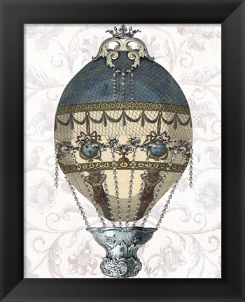 Framed Baroque Balloon Blue &amp; Cream Print