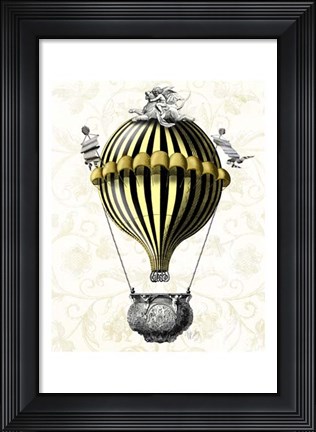 Framed Baroque Balloon Black Yellow Print