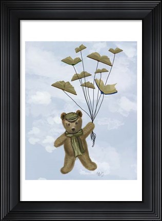 Framed Bear with Book Butterflies Print