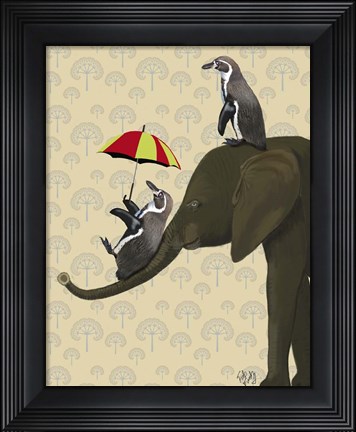 Framed Elephant and Penguins Print