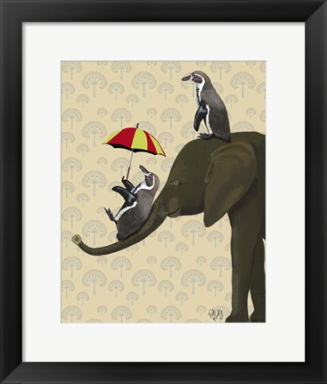 Framed Elephant and Penguins Print