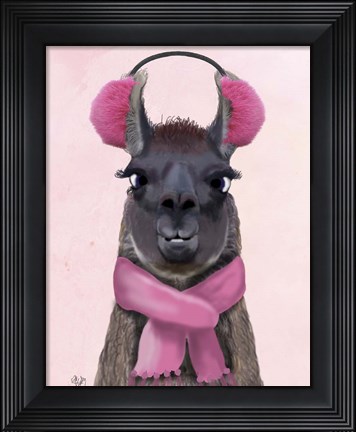 Framed Chilly Llama Pink Print