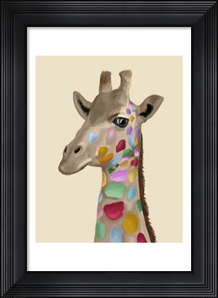 Framed MultiColoured Giraffe Print