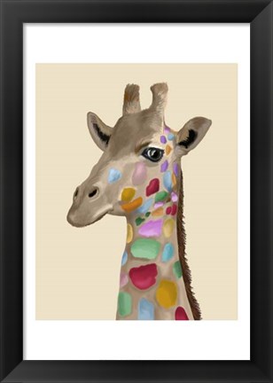 Framed MultiColoured Giraffe Print