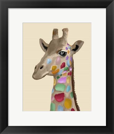 Framed MultiColoured Giraffe Print