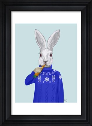 Framed Rabbit In Sweater Print