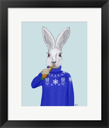 Framed Rabbit In Sweater Print