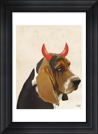 Framed Little Devil Basset Hound Print
