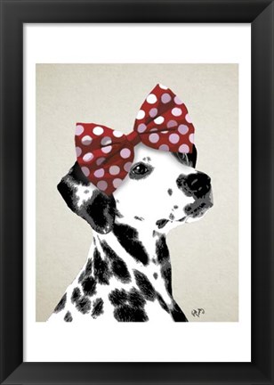 Framed Dalmatian With Red Bow Print