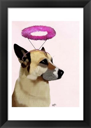 Framed Dog with Pink Halo Print