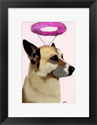 Framed Dog with Pink Halo Print