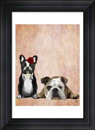 Framed French Bulldog and English Bulldog Print