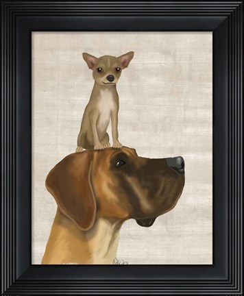Framed Great Dane and Chihuahua Print