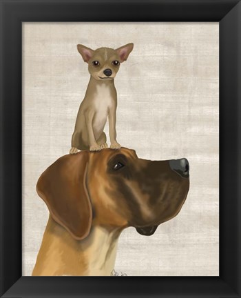 Framed Great Dane and Chihuahua Print