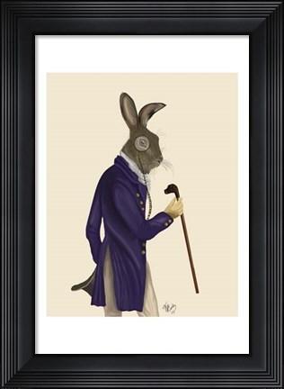 Framed Hare In Purple Coat Print