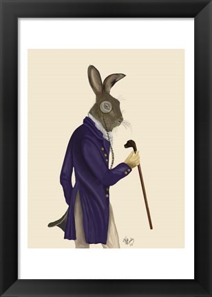 Framed Hare In Purple Coat Print