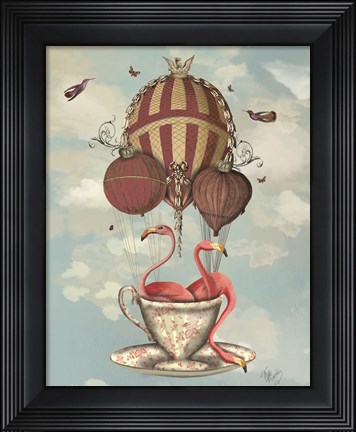 Framed Flamingos in Teacup Print