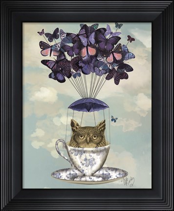 Framed Owl In Teacup Print