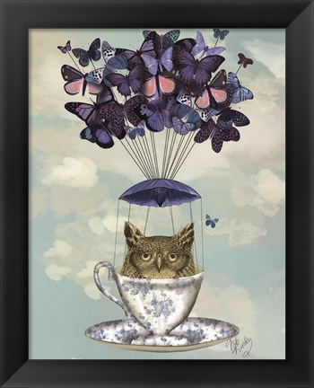 Framed Owl In Teacup Print