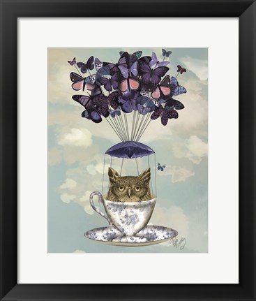 Framed Owl In Teacup Print