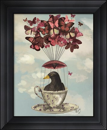 Framed Blackbird In Teacup Print