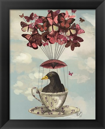 Framed Blackbird In Teacup Print