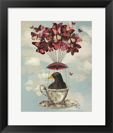 Framed Blackbird In Teacup Print