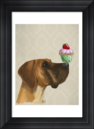 Framed Great Dane and Cupcake Print