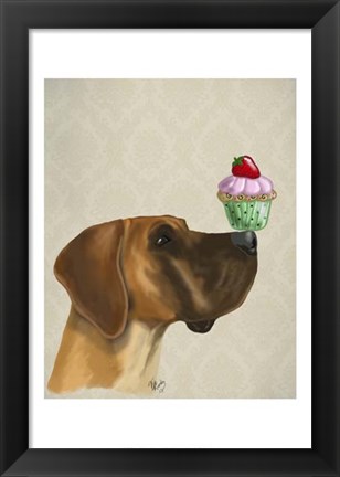 Framed Great Dane and Cupcake Print