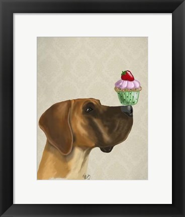 Framed Great Dane and Cupcake Print