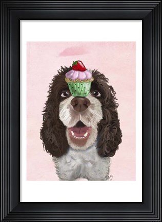 Framed Springer Spaniel with Cupcake Print