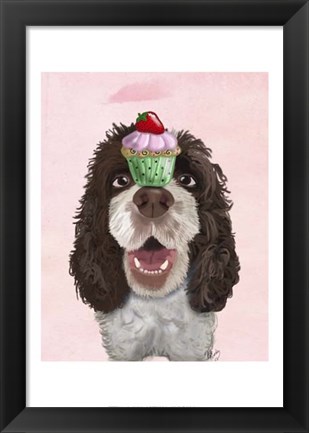 Framed Springer Spaniel with Cupcake Print