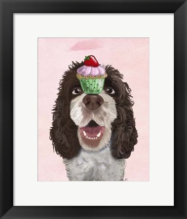 Framed Springer Spaniel with Cupcake Print