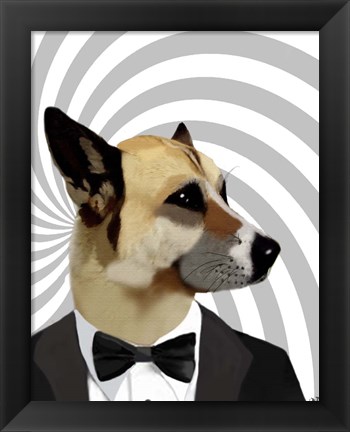Framed Debonair James Bond Dog Print