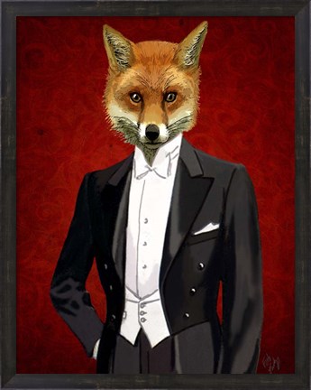 Framed Fox In Evening Suit Portrait Print